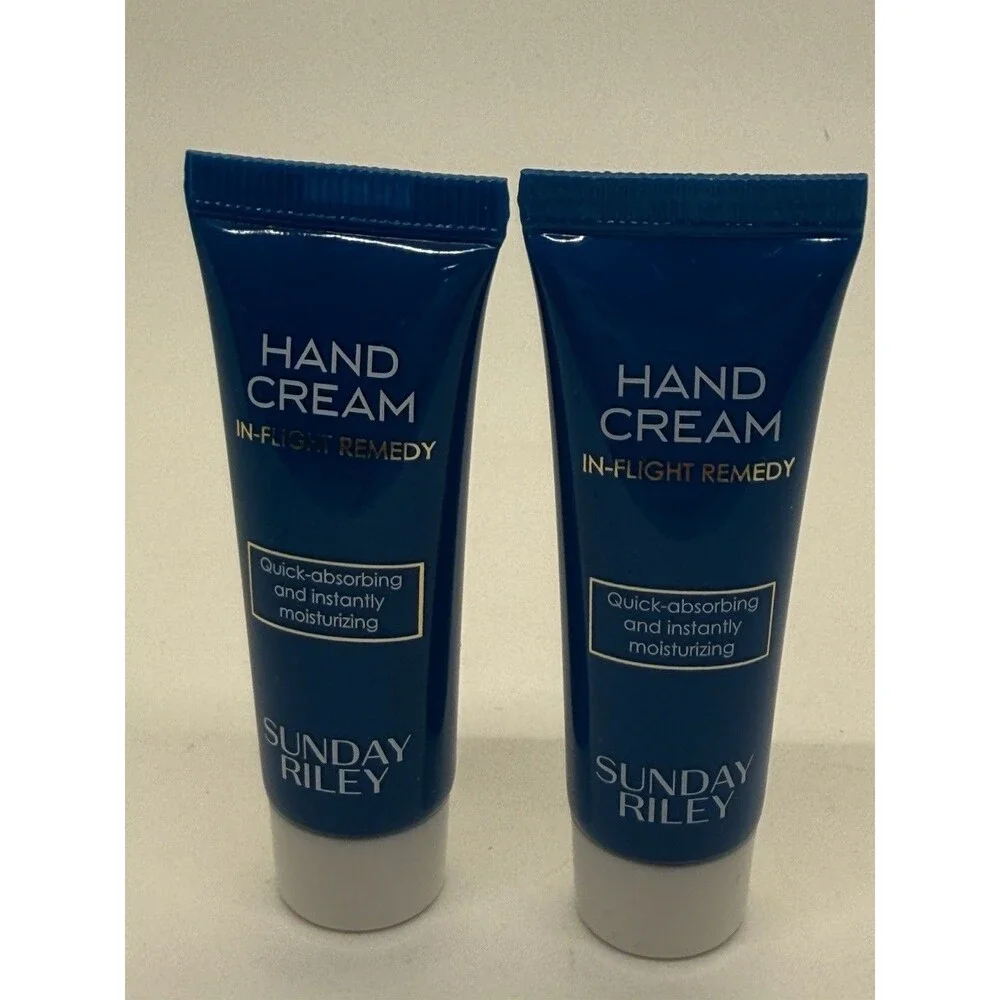 5 Sunday Riley In-Flight Remedy Face Cream 2, Hand Cream 2, Cleansing Cloth New